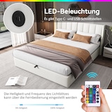 thumbnail of Merax Binaurales LED-Polsterbett 160 x 200 cm, hydraulisches Bett, USB-Anschluss, mit LED-Beleuchtung, mit Stauraum,verstellbares Kopfteil, PU, weiß