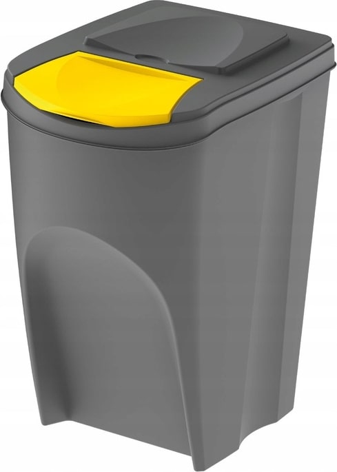 PROSPERPLAST Set Di 3 Contenitori Per Riciclaggio Sortibox Da 35L – Impilabili, Con Coperchi E Adesivi Per Vetro, Carta E Plastica