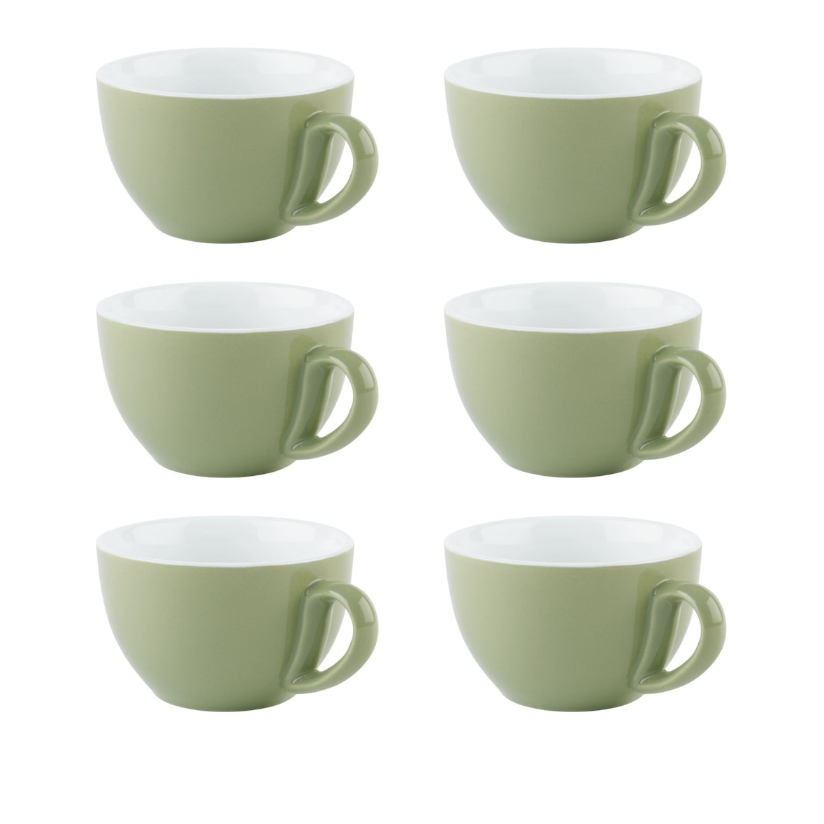 APS set van 6 cappuccinokopjes in groen Ø 10.5 cm, H: 6.5 cm, 300 ml