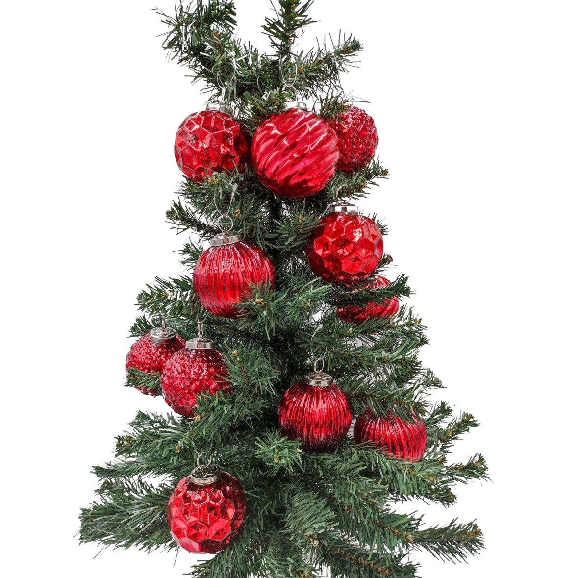 Glas-Weihnachtsbaumkugeln rot 12er-Set 8cm Christbaumschmuck Weihnachtsdeko