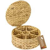 thumbnail of HMF Teebox für Teebeutel geflochten aus Wasserhyazinthe, Tee Aufbewahrungsbox mit 7 großen Fächern, 27 x 27 x 11 cm