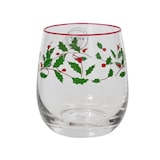 thumbnail of Trinkglas 9,5cm - Glas Mistel & Beeren Glasgeschirr Wasserglas Saftglas Limonadenglas Gläser Weihnachten Glasbecher Trinkbecher Cocktailglas Grün Rot