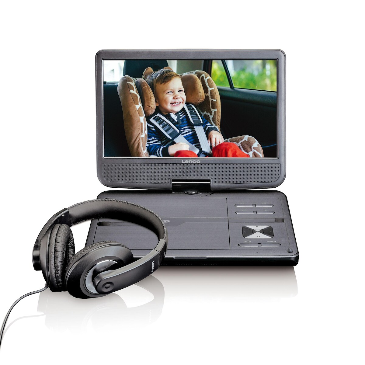 Lenco DVP-1010BK Tragbarer 10` DVD-Player mit Akku & USB