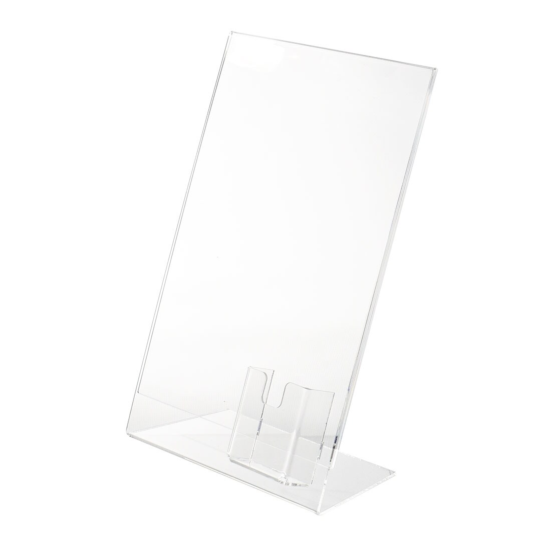 Danieli - Espositore A4 Con Tasca Porta Biglietti da Visita Verticale 5,5x8,5 da Scrivania In Acrilico Trasparente