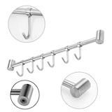 thumbnail of Intirilife Hängeleiste für die Küche aus Edelstahl mit 6 Haken zum Bohren - 35.8 x 3.4 x 2.2 cm Küchen Reling Hakenleiste Küchenstange Wandhalterung