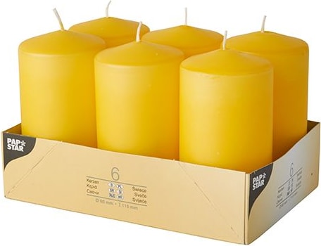 PAPSTAR 24 Stumpenkerzen Ø 60 mm · 115 mm goldgelb
