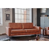 thumbnail of Sofá de 2 plazas KAWOLA VILNIUS de piel sintética con revestimiento de piel coñac