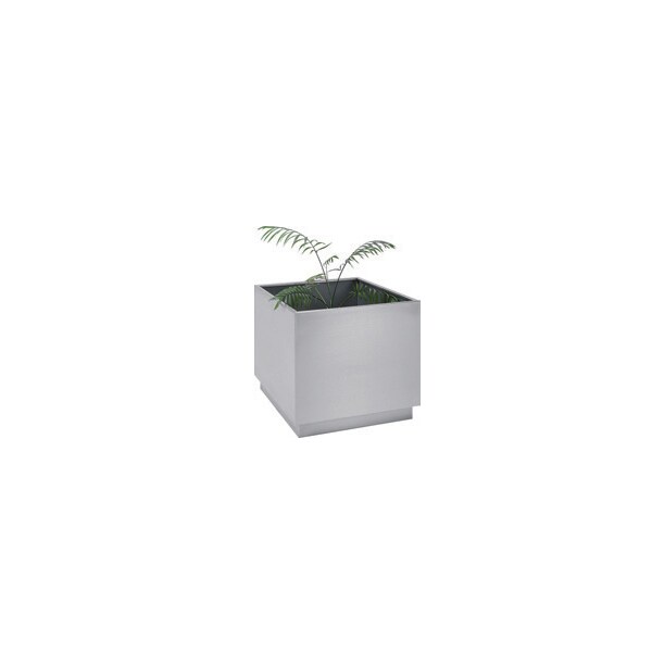 Floreira quadrada totalmente em aço inox escovado com vaso interior Officeplan