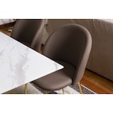 thumbnail of Innentisch 160x90 cm mit gehärteter Glasplatte und Metallbeinen, elegantes Design, ideal für Küche oder Esszimmer–MORGAN–Weißer Marmor/Grau