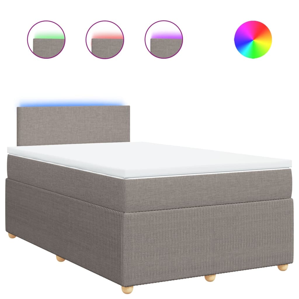 vidaXL Boxspringbett mit Matratze Taupe 120x200 cm Stoff