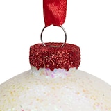thumbnail of 12 Weihnachtskugeln 8cm Glas Motiv Katze Weihnachtsmütze Christbaumkugeln weiß