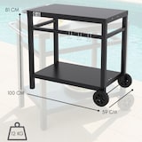 thumbnail of Carrello Portavivande di Servizio con Ruote 2 Ripiani, 3 Ganci Portautensili, per Casa e Giardino Esterno, per BBQ