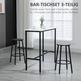 thumbnail of Bartisch Set 3-teilig 100x40x90 cm mit 2 Barhockern Weiß+Schwarz, modernes Design, Stahlrahmen, platzsparend für Küche & Esszimmer