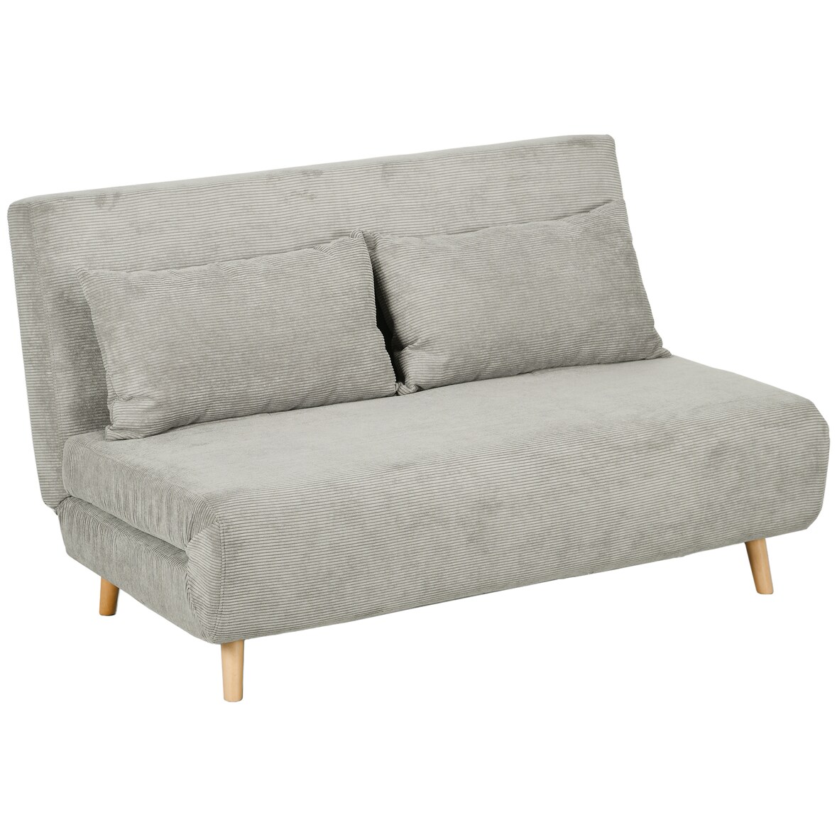 Schlafsofa 141x90x81 Buchenholz Beine verstellbare Rückenlehne 3-fach Bettfunktion Gästebett Polyester Komfort Elegant Grau