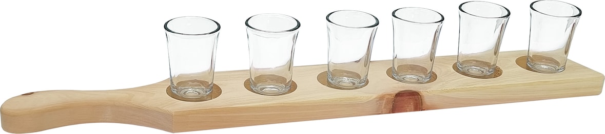 Zirbenleiste für Schnaps mit sechs Gläsern 40.10-023