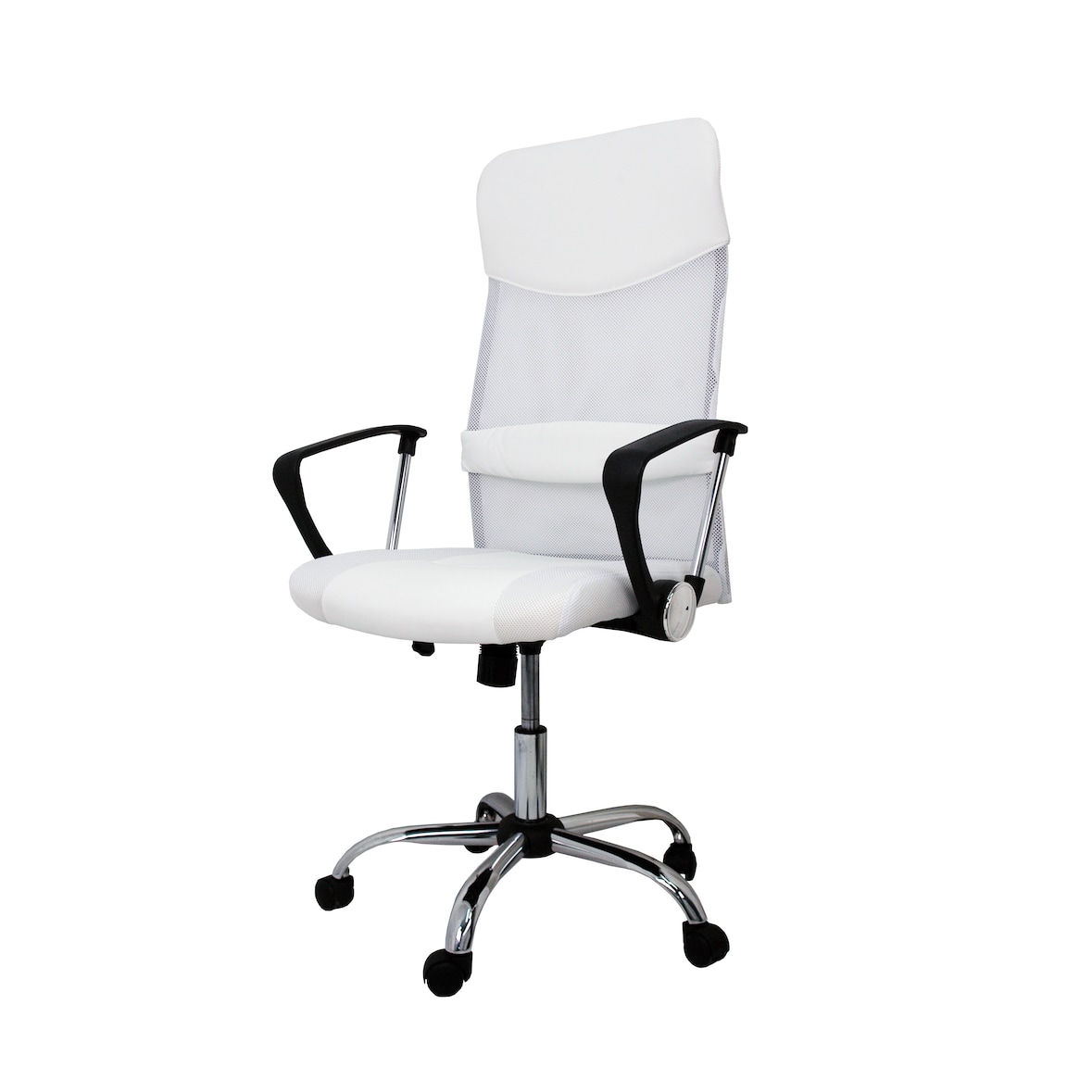 Silla de oficina con asiento en símil piel color Blanco. Modelo Dafne