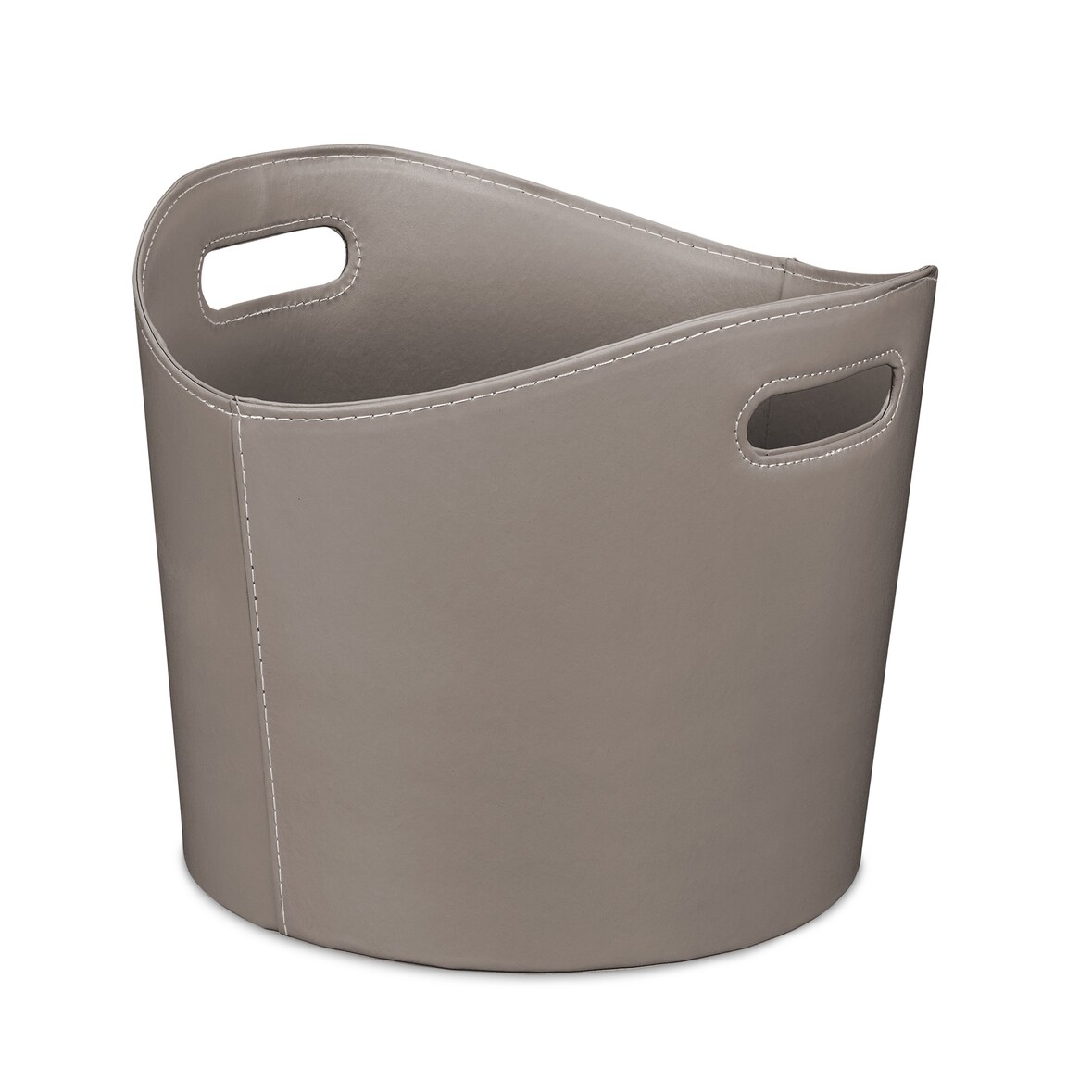 Relaxdays Holzkorb Kunstleder L, stabiler Feuerholzkorb mit Tragegriffen, Brenn- & Kaminholz, Allzweckkorb, dunkelgrau