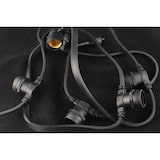 thumbnail of Guirlande extérieure 20 mètres guinguette IP65 20 ampoules plastique 1W blanc chaud LED câble plat noir connectable PRO