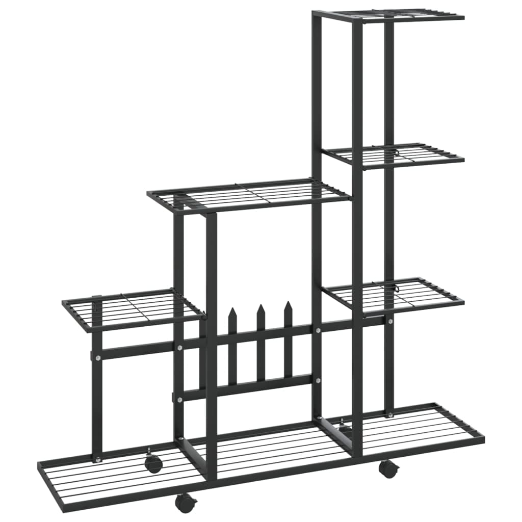 vidaXL Blumenständer auf Rollen 94,5x25x92,5 cm Schwarz Metall