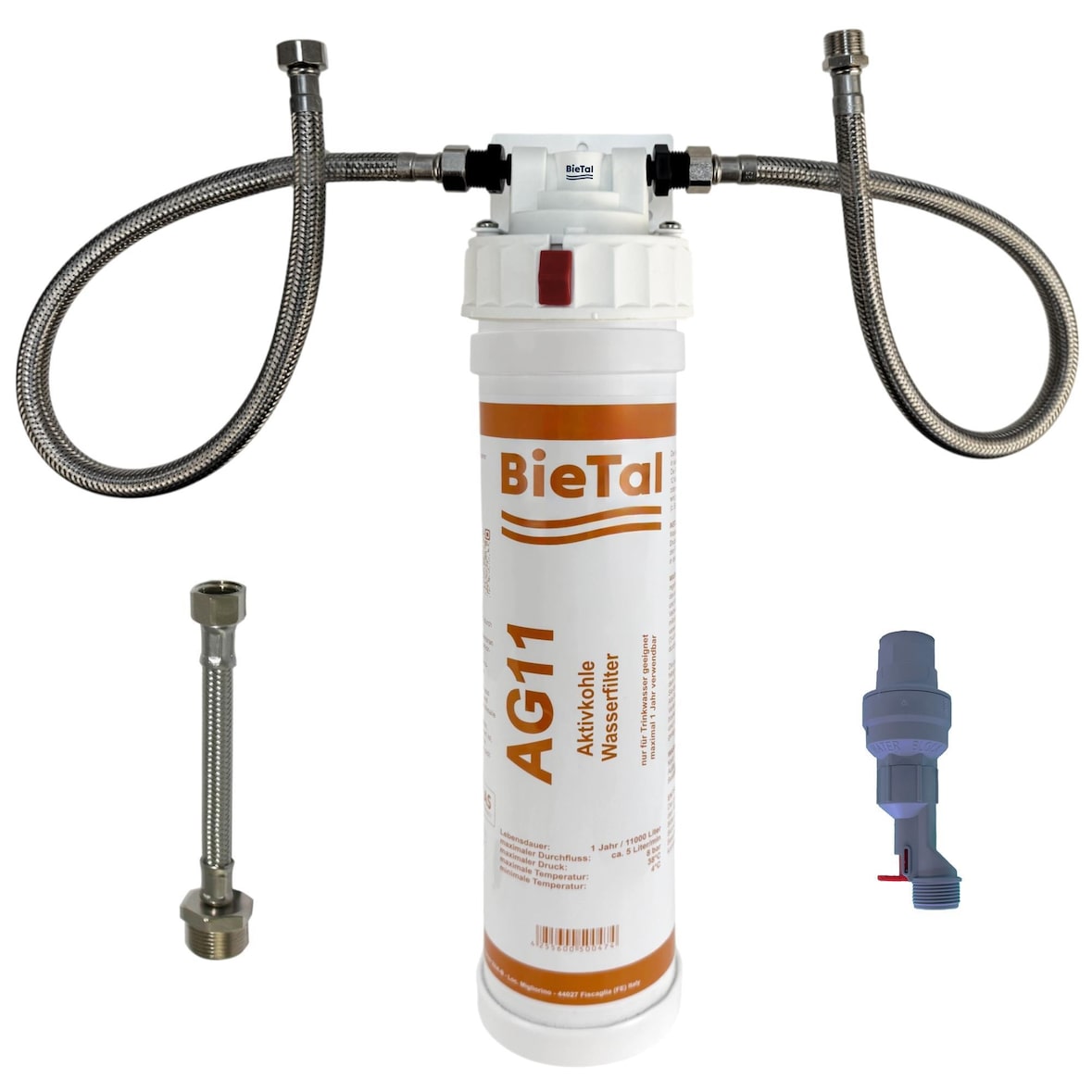 BieTal® Untertisch Wasserfiltersystem Aktivkohle Anschlußfertig SET & AquaStop