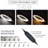 thumbnail of Lámpara LED con lupa de aumento X5 Ø95mm blanca, luz regulable 3 tonos, brazo giratorio 60cm, base estable y abrazadera metálica