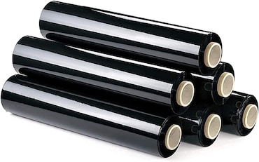 Film Negro para Embalar de 50 cm x 200 Metros de Longitud – Rollo de Film Elástico Manual para Embalaje Industrial (Negro, 6 Rollos)