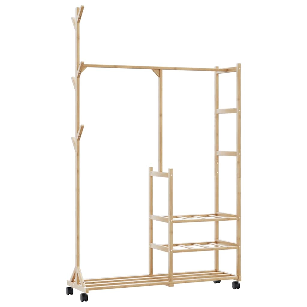 vidaXL Kledingrek met schappen en wielen 100x38x175,5 cm bamboe