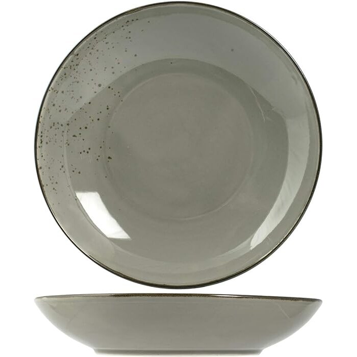 H&H Set 6 Piatti Pasta Reactive in Stoneware Grigio 26cm