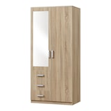 thumbnail of Helloshop26 - Guarda-roupa moderno para quarto móvel de arrumação intemporal com 3 gavetas + espelho MDF 176 x 80 x 52 cm efeito 03_0006367