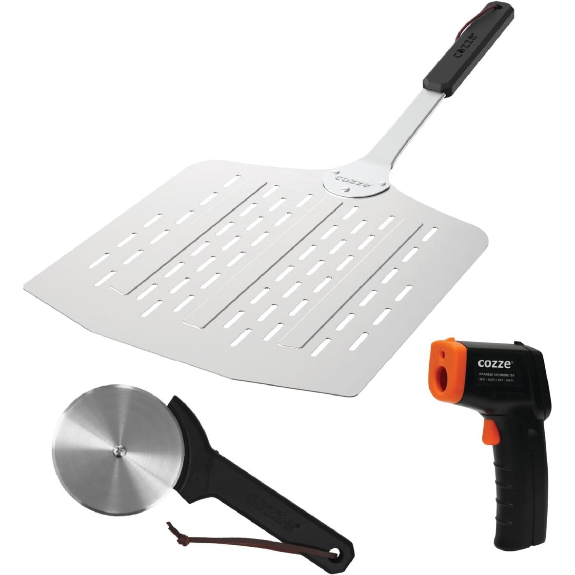 COZZE Pizza Starter Kit mit Pizzaschaufel Thermometer Pizzaschneider
