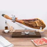 thumbnail of 3 Claveles - Soporte Jamonero Basculante en Madera y Cabezal Giratorio en Acero con Cubre Jamón
