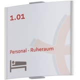 thumbnail of Frankfurt Türschild | 148x155mm | Aluminium silber | entspiegelte Abdeckung | einfache Montage Kleben oder Schrauben | Büroschild | Türschild Büro