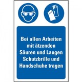 thumbnail of Aufkleber I Gebots-Kombischild Arbeiten mit Säuren und Laugen, Folie, selbstklebend, 200x300mm, ASR A1.3, DIN EN ISO 7010