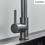 thumbnail of Bernd | Grifo de cocina Catering gris titanio con muelle | Grifo de cocina de acero inoxidable flexible | Girar 360 grados. Alta presión 2 puertos