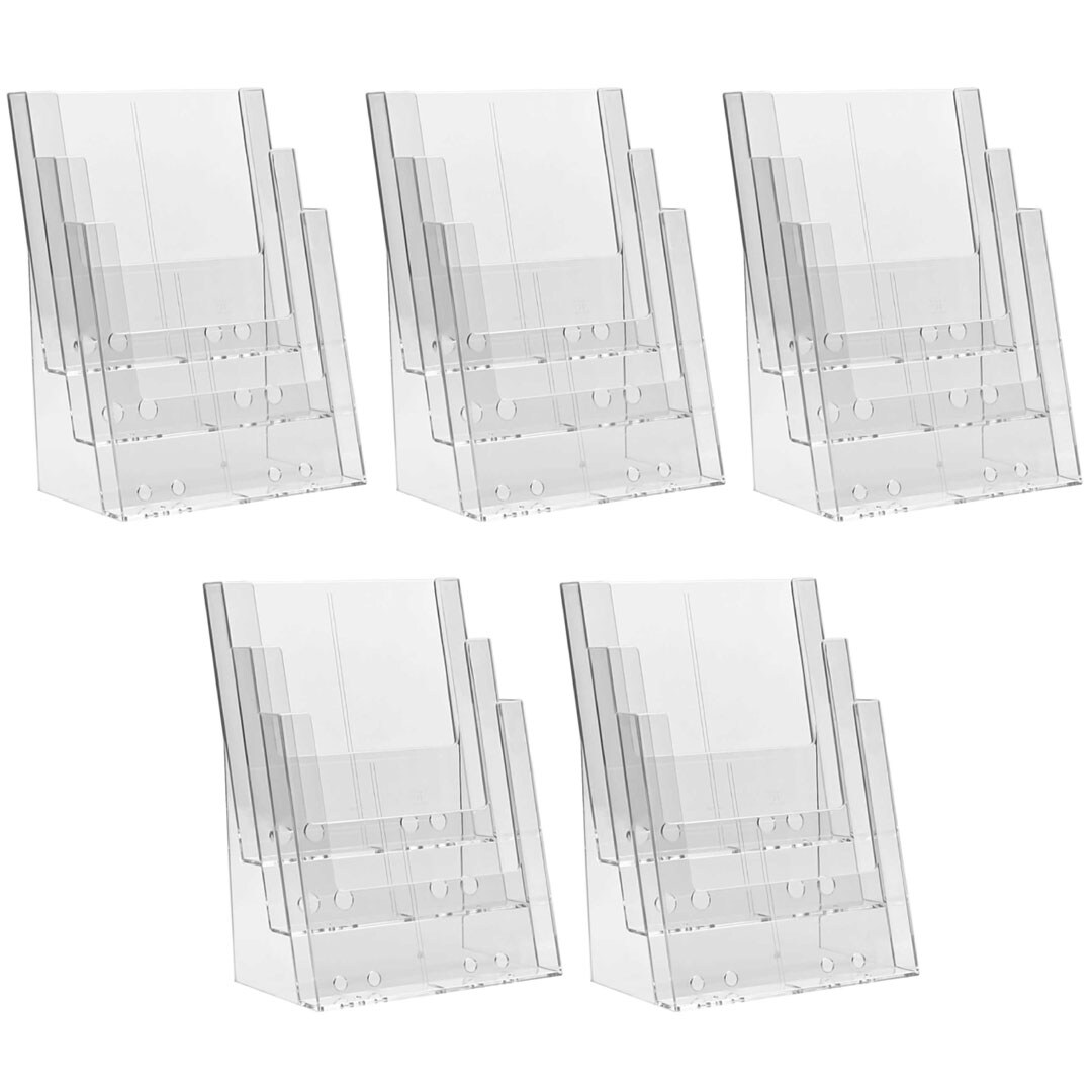 Danieli Store | Expositor porta folletos de mesa con 3 plazas A4 en metacrilato | Expositor de mesa | Expositor para volantes y tarjetas (5 Uds.)