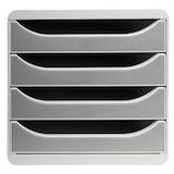 thumbnail of Exacompta - Réf. 310041D - BIG-BOX - Caisson 4 tiroirs - Dimensions extérieures : Prof. 34,7 x l 27,8 x H 26,7 cm- Gris/Gris lumière