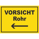 thumbnail of Vorsicht Rohr mit Richtungspfeil links Aufkleber A9 (37x52mm)