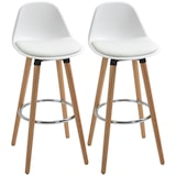 thumbnail of HOMCOM Conjunto de 2 Bancos de Bar Estofado em PU Bancos Altos de Cozinha com Pés de Madeira para Cozinha 40x42x91cm Branco