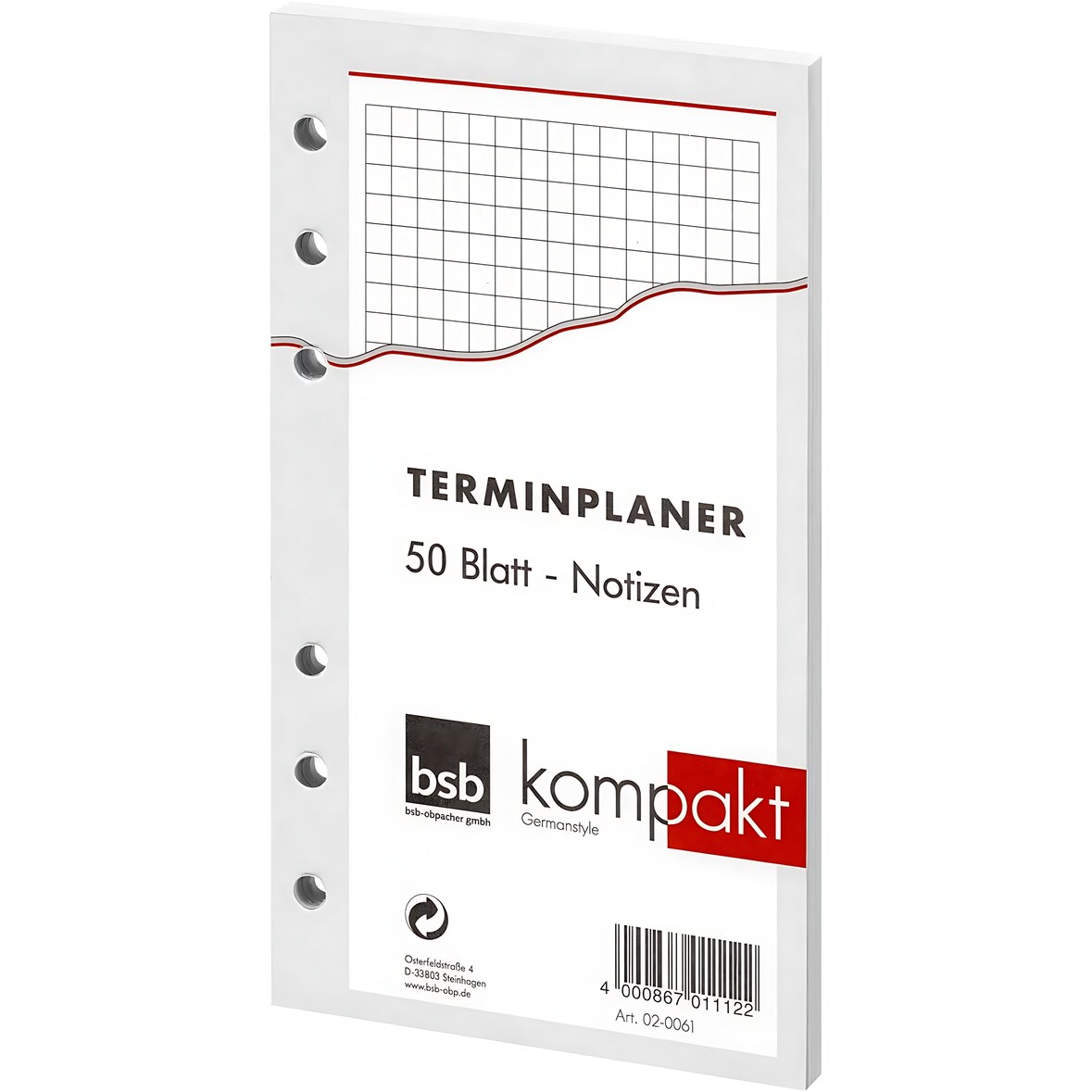 BSB Ersatzeinlage Kompakt A6 kariert 02-0061 50Blatt