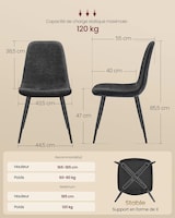 thumbnail of Helloshop26 - Esszimmerstühle 4er-Set Metallgestell verstellbare Füße pflegeleicht Küchenstühle strukturierter Chenille-Stoff grau 12_0004984