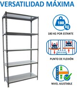 thumbnail of SimonRack Metallregal, 1800x800x300 mm, 5 Ebenen, Metallboden, 180 kg Biegepunkt, Anthrazit/Verzinkt - Simonclick