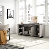 thumbnail of Sideboard, Schrank, Küche, Sideboard, Flurschrank, 200x35x87cm, 4 Türen, Elektrischer Kamin, Industriedesign, Moderner Stil, Zementgrau - 61_12