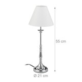 thumbnail of Relaxdays Tischlampe Vintage, Stoff Lampenschirm, spiegelnd verchromt, Dekolampe, E14, H x D 55 x 21 cm, silber/weiß