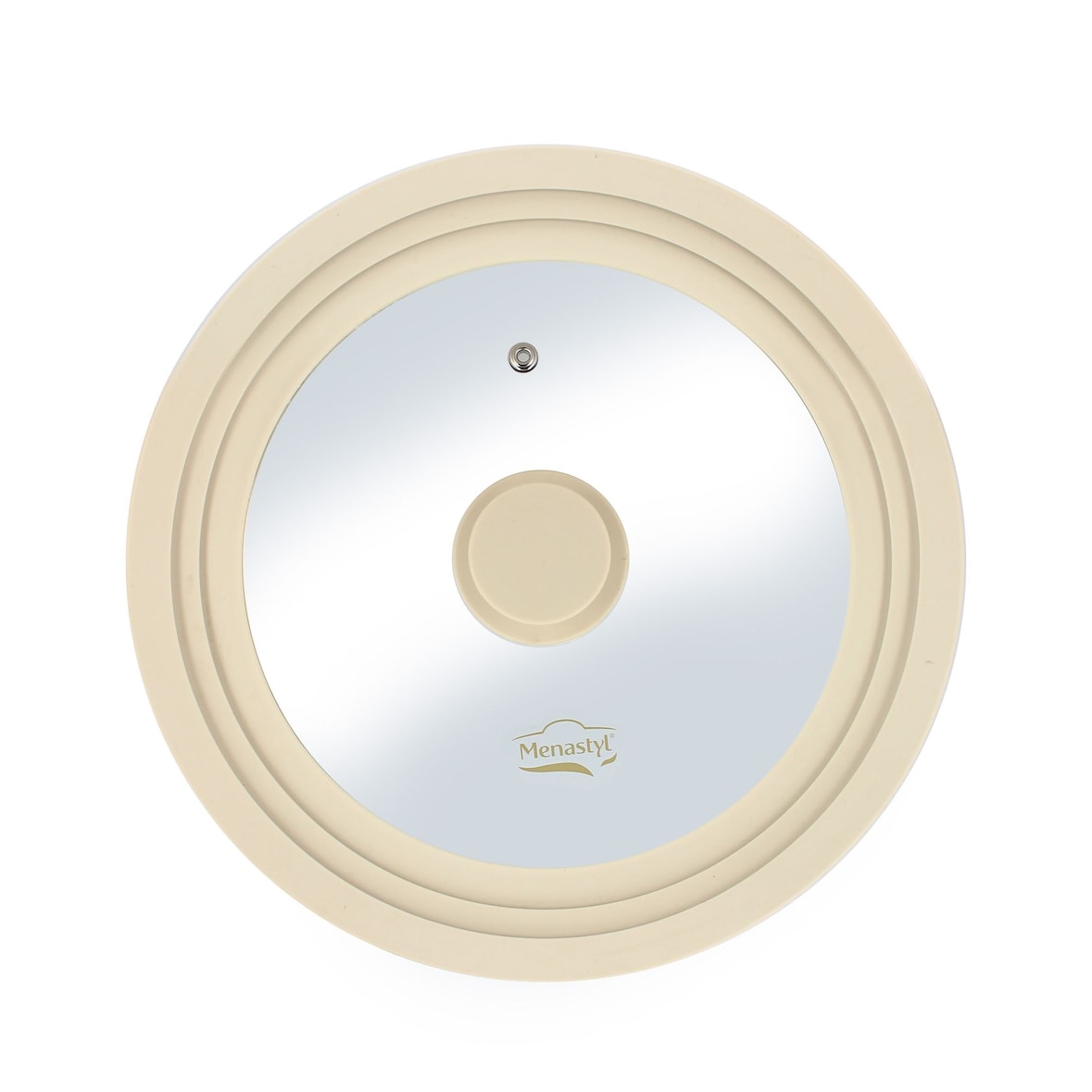 Menastyl - Couvercle multi taille 22/24/26cm en verre trempé et silicone beige