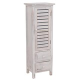 thumbnail of Cassettiera armadietto shabby vintage 2 cassetti e sportello 25x30x90cm legno di paulonia bianco