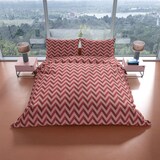 thumbnail of Bettwäsche 4 teilig Set Baumwolle 155x220 cm Rot Rosa Bordeaux Zick Zack mit Reißverschluss