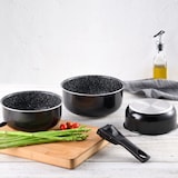 thumbnail of BERGNER Click&Cook - Set de 3 Cazos Ø16/Ø18/Ø20cm en Aluminio Prensado para Inducción Color Negro con Mango