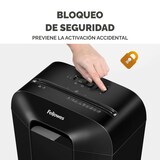 thumbnail of Fellowes Distruggidocumenti a miniframmento LX25M, 6 fogli, per uso personale, con blocco di sicurezza, cestino da 11,5L, sicurezza P-4, nero, 4170601