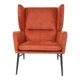 thumbnail of Lounge-Sessel HWC-L62, Ohrensessel Cocktailsessel Sessel Polstersessel, Stoff/Textil Metall ~ terracotta-braun