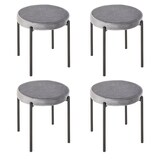 thumbnail of Esszimmerhocker 4er Set stapelbar Dark Grau 42x42x46 cm gepolsterter Sitz in Samtoptik mit Stahlgestell und Bodenschonern für Küche